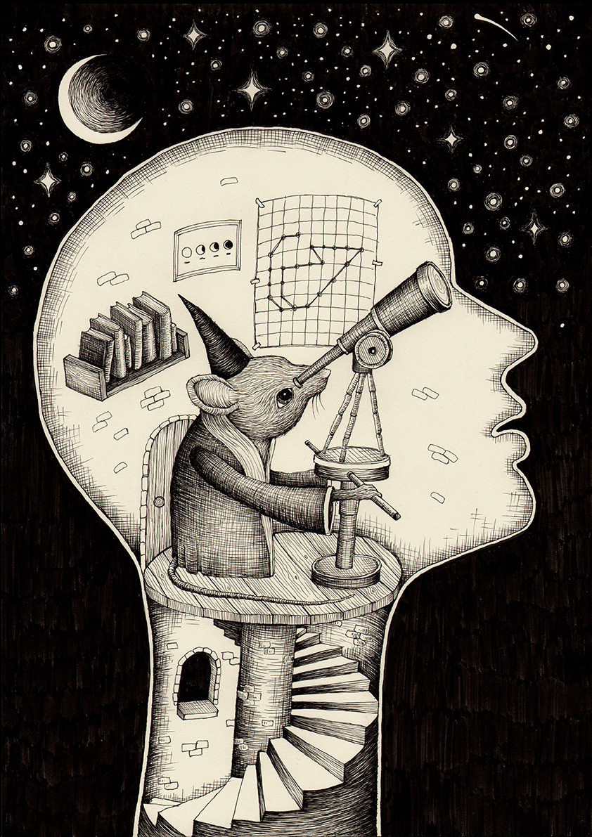 'Observatory' - Pen on paper http://alexggriffiths.tumblr.com/