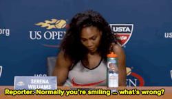 lookdifferentmtv:  micdotcom:  Watch: Serena Williams shuts down a reporter who asked why she wasn’t smiling    My hero TBH  