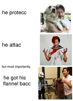 jackofdicks:  Is this meme dead yet? Either way, very happy he got his infamous Lucky Flannel back. @markiplier