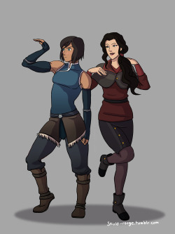 borrasami:  skuld-rouge:  It’s been so long since I drew some fanart and this show has made me try again. I really like the evolution of the relationship between Korra and Asami :)  This is freaking adorable, wow I love their poses!! Korra, you dork