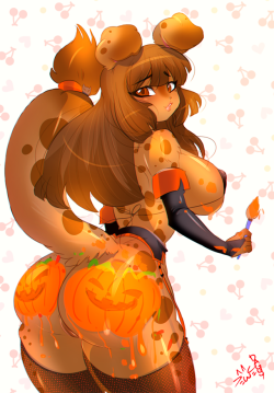 lovelydagger:   Happy Halloween Everyone!! ^-^ ♥Hope you all have a spooky day and be safe! Don’t eat all the sweets hehe! Here’s pup Di celebrating with you guys!Enjoy ^///^ ♥HQ at Patreon!   &lt; |D’‘‘‘‘