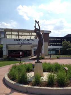 Probably one of the only things I helped create that will outlast my life on this earth. Commissioned by Unity Hospital in Fridley, MN, Greg Conboy created a plaster mold (done in three steps, legs, torso, arms) of me. The bronze statue is 8 feet tall.