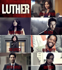 uncontinuous:  The US version of Luther, with a few changes. Cast: Det. Jessica Luther: Nicole Beharie Alice Morgan: Arden Cho Zoe Luther (Jessica’s ex wife): Lana Parrilla Mark North (Zoe’s current fiancee): Blair Underwood Det. Ian Reed: Noah Wyle