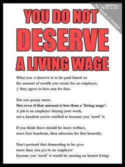 ancap-curt:You ‘deserve’ whatever ammount you voluntarlly agreed to work for  When minimum wage was enacted, it was supposed to be the bare minimum necessary for one worker to successfully support a family. Since then, minimum wage has stagnated to