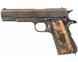 glock-47-assault-machine:  peashooter85:  World War II Remington Rand M1911A1 belonging to Floyd C. Meseke.  A member of the 41st Mechanized Cavalry, 11th armored division, Meseke replaced the standard grips of his 1911 with transparent grips made from
