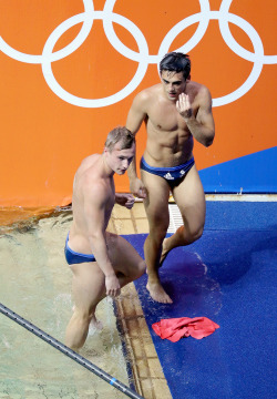 allofthelycra:  tomrdaleys:  Jack Laugher and Chris Mears of Great Britain reacts after their final jump in the Men’s Diving Synchronised 3m Springboard Final on Day 5 of the Rio 2016 Olympic Games at Maria Lenk Aquatics Centre on August 10, 2016 in