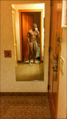 blkbugatti:  mysexyblackmen:  myboringlife12:  Hotel pic letting it hang out  Hello  BBD Down by His Knees