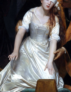 bigsmellyjerk:  seashellies:  iamacoyfish:  marthajefferson:  The Execution of Lady Jane Grey (detail), Paul Delaroche - 1833  Something about the moment Paul Delaroche chose to illustrate….really made this painting. Idk if that makes any sense.  