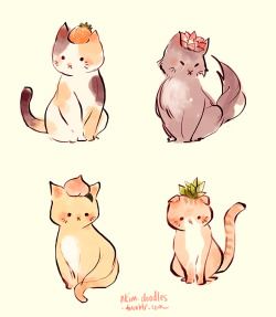 nkim-doodles:  My cat master post! Of all of my popular cat doodles to sort of end this year. :)  Fruit/Plant Cat, Halloween Cats, Star/Cloud/Sun Cat. 