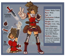 tenkaboutart:Drew a Character Profile for Rakka because she quite literally blew up in popularity considering she was originally just a design prompt.