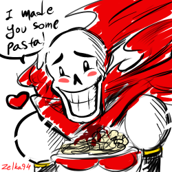 zelka94:  Happy Halloween everybody! Since I have nothing ready to post today, have a quick doodle of Papyrus I did for my bby @ksuriuri from the game Undertale. Because spooky scary skeletons can be cute as well. God I love this game. &lt;3   I already