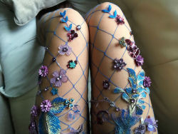 anefi: culturenlifestyle:  Stunning Fishnet Tights Will Make You Feel Like A Mermaid On Earth New York based artist Lirika Matoshi creates stunning fishnet tights, that are beautifully embellished with faux flowers, stones, beads. The unique pieces remind