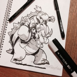 crikeydaveart:  A father son moment with Bowser and Bowser Jr. ‘Daww 