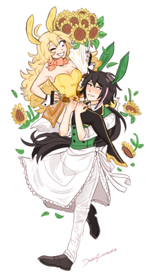 happy birthday to my friend Ayrra aka @chiicharron &lt;3333sunflowyr in bunny outfits from your RWBY bunny collection (which i love so much) with some sunflowers!! why yes&hellip;&hellip; i did go overboard -poses-