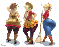 cgsio-nsfw:   Colored a previous sketch of apple jack,in some EQG costumes. Hope you guys enjoy apple butts. :D Full sized no water marks will be in the Patreon monthly pack. https://www.patreon.com/Cigusa 