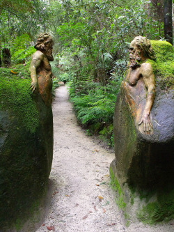 hideback:  William Ricketts (Australian, 1898-1993) William Ricketts Sanctuary is a four-acre outdoor gallery in Victoria, Australia, featuring 92 ceramic sculptures featuring native animals and Aboriginal people from Central Australia.