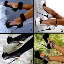 ideservenewshoesblog:  Sexy Black Fur Ankle Wrap Dress Sandals