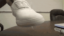 gotitforcheap:  thatscienceguy:  A shoe Coated in Hydrophobic Material!  this will be good I’m always pouring chocolate syrup on my white shoes lol i’m such a goof  