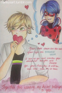 harleysart:  Ladrien June Day 1: Love Poem  Well, I had the time (though I’m late) and energy sooo LADRIEEEENN!! ❤️  Adrien is so in love that I really want to draw this!!!