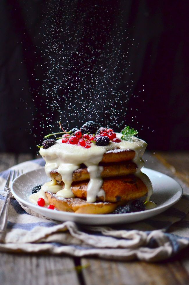 Blueberry Bagel French Toast with Cream Cheese Glaze by Yammies Noshery