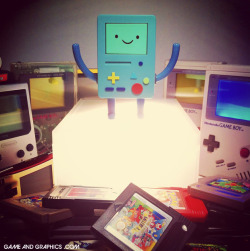 gameandgraphics:  Retrogaming party with Beemo and the Game Boy family to celebrate our Game Boy BMO t-shirt!