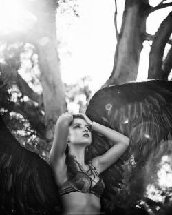 johnpdunnigan:  ** Earth Angel ** ———————————— #fashion #art #artistic #fineart #concept #angel #wings #feathers #jewelry #blackandwhite #lingerie #bra #lace #makeup #muah #trees #light #earth #heaven #heavenly #heavenonearth #drama