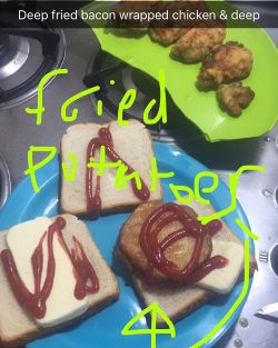 #lunch #deepfriedbaconwrappedchicken #deepfriedpotatoes #sandwich #friedgoodness