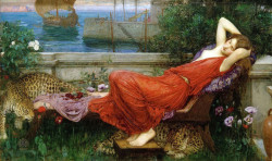 loumargi:  John William Waterhouse (1849-1917)   (Ariadne). 1898 (Echo and Narcissus). 1903 (Flora and the Zephyrs). 1898 (Hylas and the Nymphs). 1896 (The Decameron). 1915-1916 (The Enchanted Garden). 1916-1917 (The Naiad). 1893
