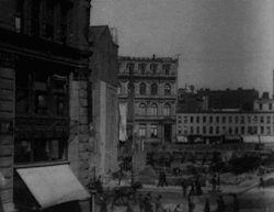 thedenofobscurity:  Constructing the Star Theatre, New York City, 1901 Note: The original film reel in fact showed the building being destroyed, but audiences at the time preferred to see it played backwards, and so do I. Cool !