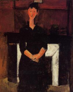 artist-modigliani:  Woman Seated by a Fireplace, Amedeo ModiglianiMedium: oil,canvashttps://www.wikiart.org/en/amedeo-modigliani/woman-seated-by-a-fireplace-1915