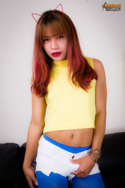 Ladyboy Rose Cums in Blue! Rose is a gorgeous tgirl with a smoking hot slim body, pretty face, natural breasts and a delicious cock! See this stunning transgirl spreading her cheeks and stroking her big hard cock!