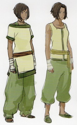 ruminantmonk:  mcmossybankthe3rd:  Korra concept and costume designs for Book 4.    It occurs to me that not once has Korra showed a bare leg. Not even at that pool episode back in book 1