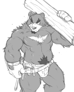takemotoarashi:  [Sketch] Does anyone wants to hire a bear worker? 
