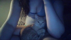alexneverafter:  riffraffstreet-rat:  alexneverafter:  One year ago today my cat sat in my lap while I played video games. Didn’t matter how I moved. She’d stay there.  Boobs  Whoops