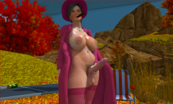 Granny Futa in her bath robes wide open showing her big boobs out in the fields&hellip; WOW  Oh and that mega Futa cock this Granny Futa has&hellip; WOWER