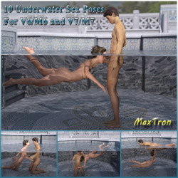 MaxTron has a great and interesting new couple pose set out now! Hold your breath for this one!  Hot poses for creating your underwater sex action.You get:10 poses for Victoria 6 &amp; Michael 6. 10 poses for Victoria 7 &amp; Michael 7 Including 10 poses