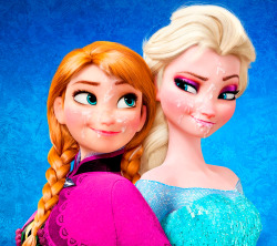ardham-edits:  Anna and Elsa shared a beautiful sisterly moment appreciating their nice facials.As the afternoon ended, Princess Anna decided to reward her boyfriend with a nice blowjob. Unaware, the Queen walked on them and got paralyzed. As she apologiz