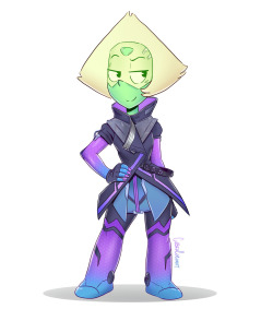 cubedcoconut:  It’s been a while since I’ve drawn an Overwatch gem- here’s Peridot as Sombra, by popular request!Previous Overwach gems here