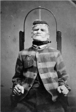 Patient in restraint chair at the West Riding Lunatic Asylum, Wakefield, Yorkshire, c. 1869. Poor souls that had to be subjected to this stuff seems so inhumane now