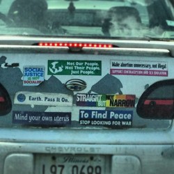 Beat up car but great bumper stickers! #wordstoliveby #instaphoto