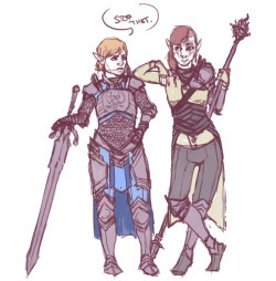 I would do what the Warden says, Lavellan. She didn&rsquo;t kill the Archdemon with kindness.So I just got this idea that Inquisitor Lavellan would be taller than my Warden and totally would just lean on the warden a lot because she&rsquo;s an ass so