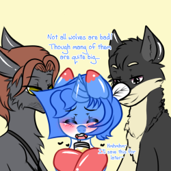 questions-for-peachy:  bigby-wolf-sheriff-of-fabletown said: Are you afraid of the big bad wolf?fenrir8919: (gave Peachy homemade mustard)Very big, haha…  D'aww~! ^w^