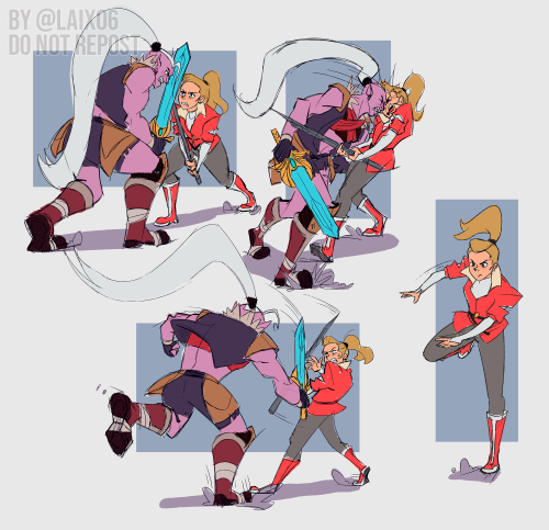 laix06:Some sketches from the Adora vs Huntara fight!(I wish we had seen more of Adora fighting without She-ra, she’s so cool!)