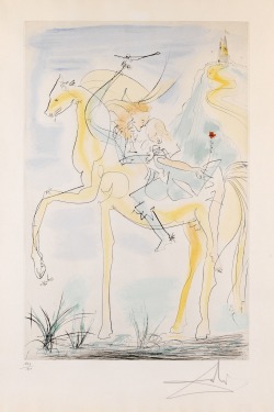 thatsbutterbaby:   Salvador Dalí Couple à cheval , 1971. Drypoint  