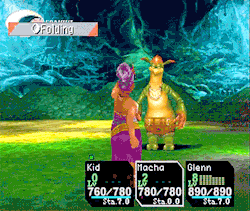 fantasyanime: A character in Chrono Cross (PS1), Macha, can defeat enemies by folding them like laundry 😜