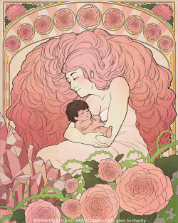 printapalooza:“Rose Quartz” by Claudia LawThis artwork is part of the Print a Palooza, a Cartoon Network-themed art print fundraiser. 100% of the proceeds will go to Angels on Stage, a nonprofit organization that helps children with special needs