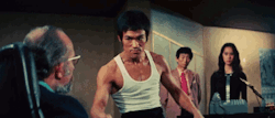 bluedogeyes:  Bruce Lee // The Way of the Dragon (1972)  (gifs via x, y) Yuen Qiu // Kung Fu Hustle (2004)    
