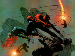 xcyclopswasrightx:  Daredevil 42 Bendis | Maleev Daredevil &amp; Black Widow kicking the shit out Jigsaw 