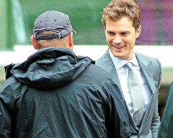 dornan-styles:  Jamie on Fifty Shades Of Grey set today **He is so HOT!!!!!!!