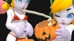 oxopotion:  Happy Halloween! (Almost)  This isn’t her first night out trick-or-treating but she sure seems confused… Normally we ask for candy but Abby has another idea of what to fill her pail with ;)  Gfycat Album: Halloween 2016 - Android AbbyAndroid